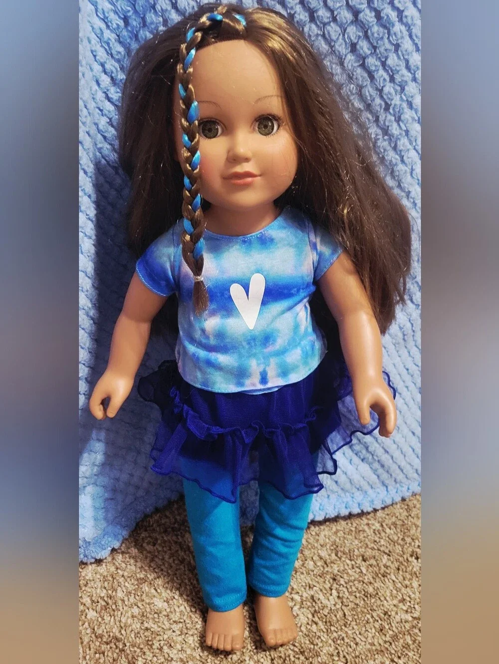 Blue Heart Tie-Dye Doll Outfit - Kids Toys